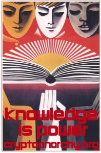 "Knowledge is Power" promotional poster by CryptoParty