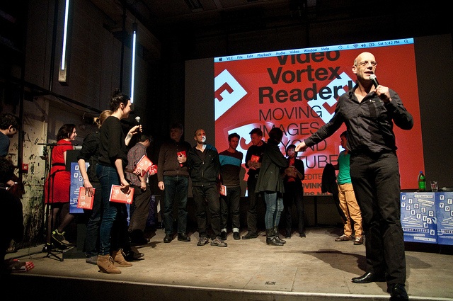 Rachel Somers Miles and Geert Lovink addressing the authors and audience during the launch of the second Video Vortex reader. Photo by Anne Helmond.